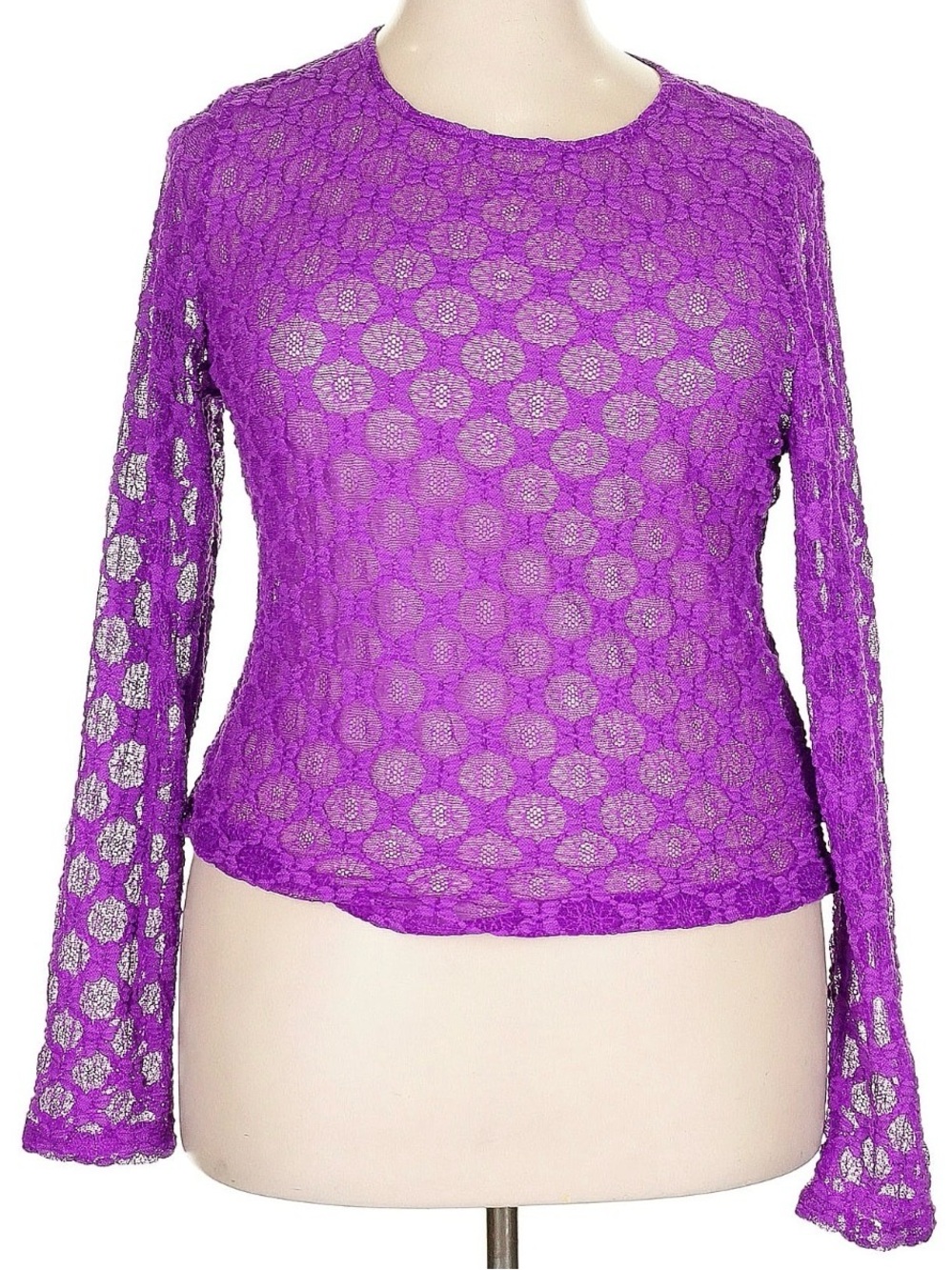 J. Crew Violet Lace Long-Sleeve Top